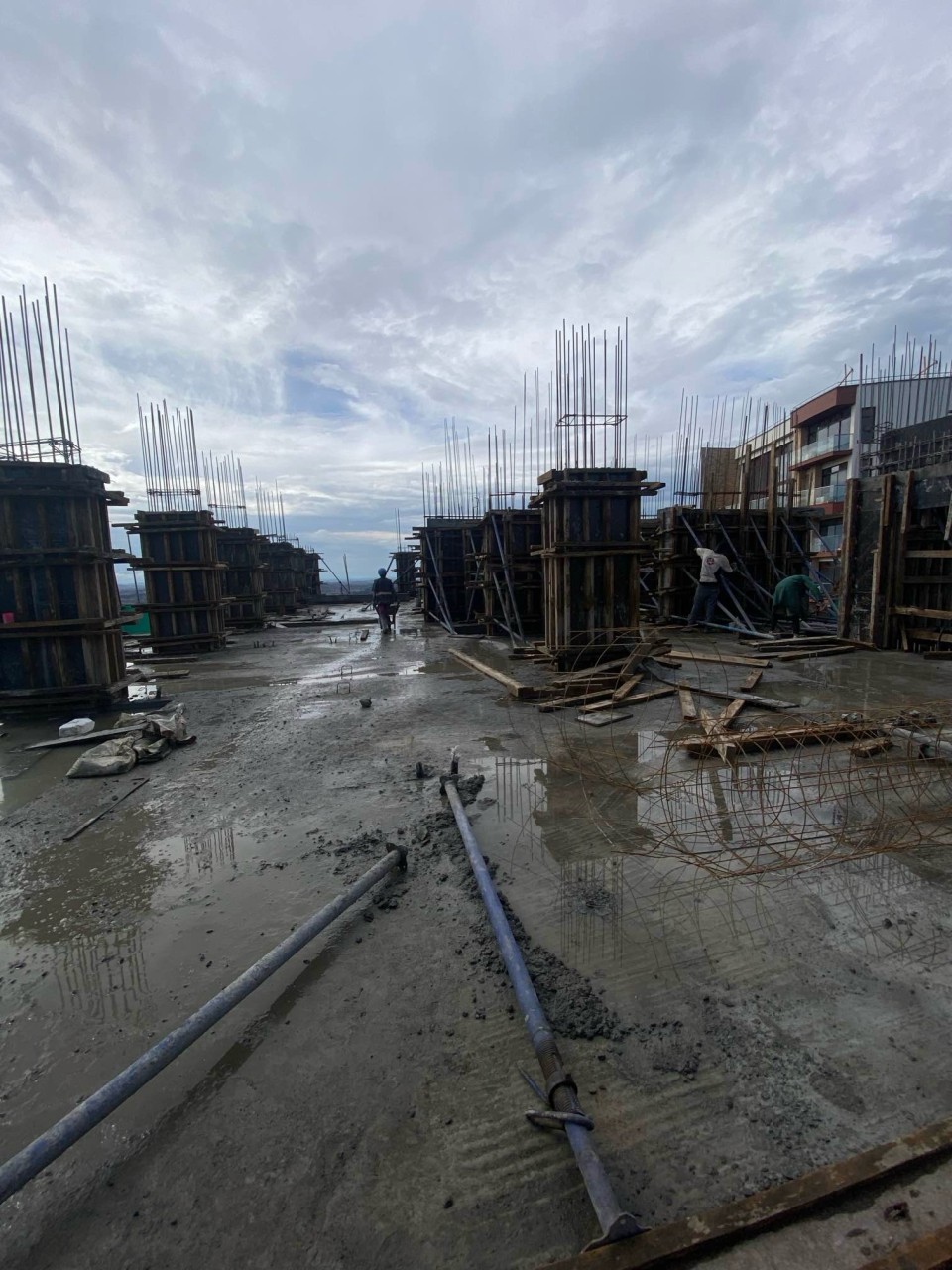 Concrete columns under construction on a PINEX project