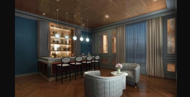 Modern dark-toned bar and lounge