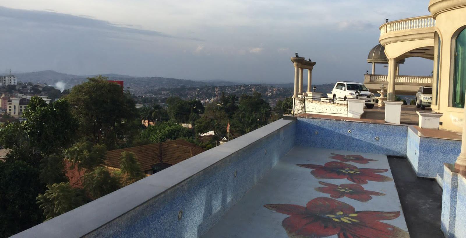 Poolside exterior overlooking Kampala