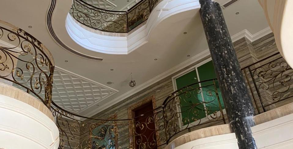 Interior columns finished with decorative marble