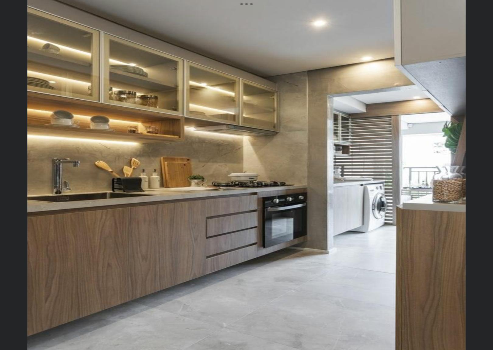 Modern kitchen with illuminated island