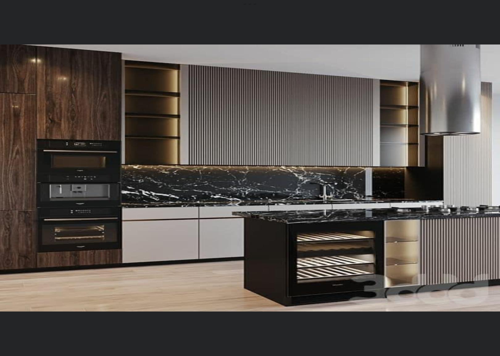 Dark modern fitted kitchen