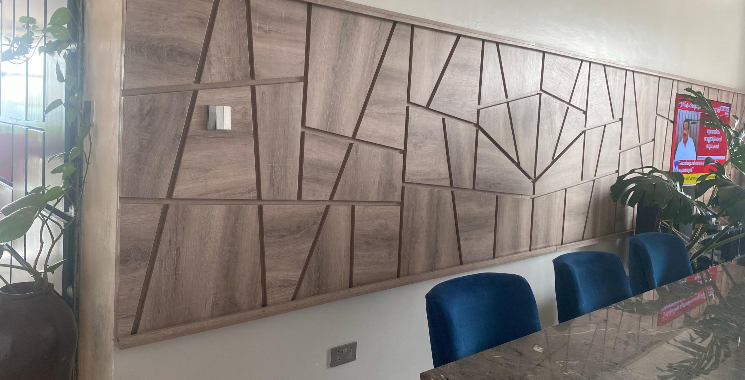 Geometric custom wooden wall panels